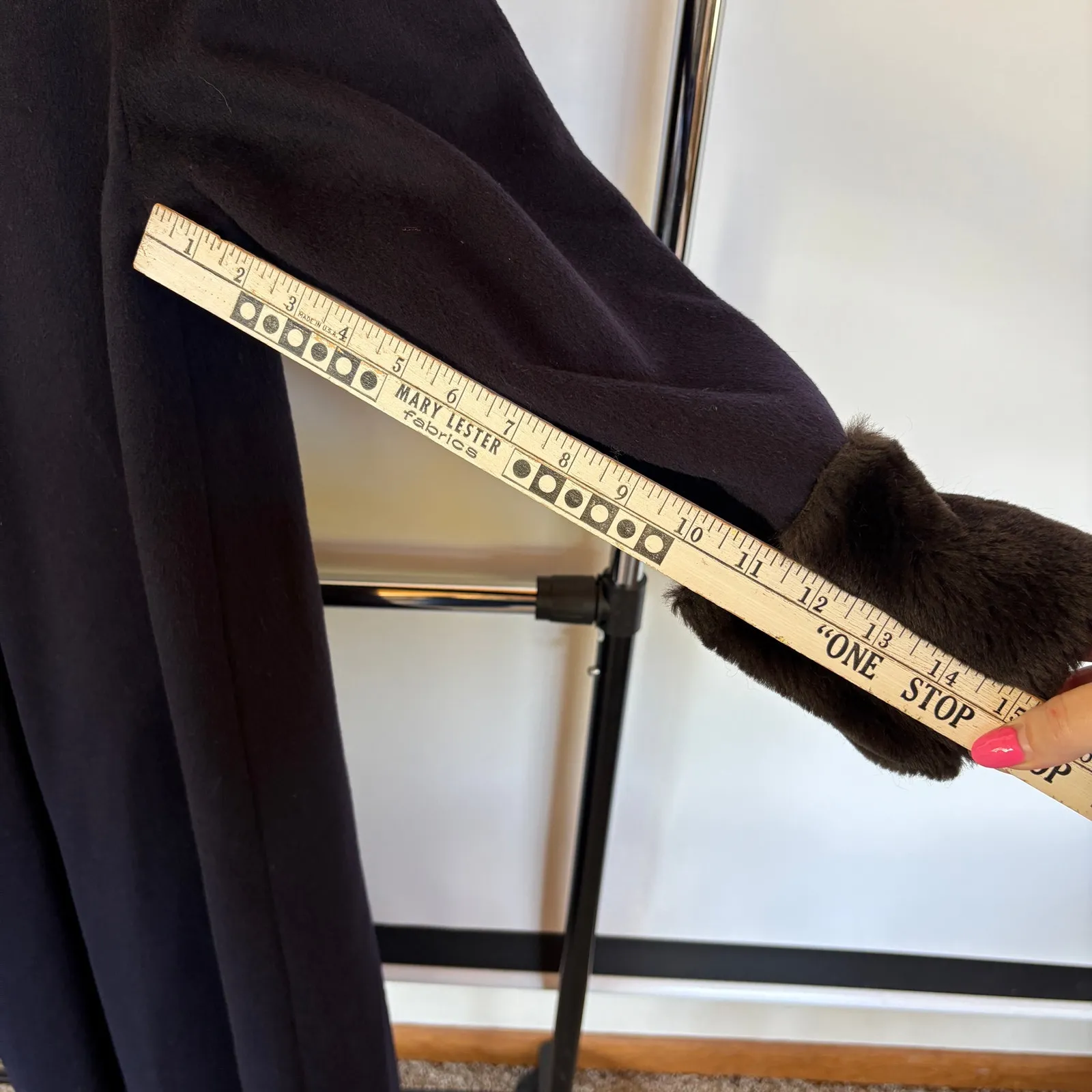 Vintage Navy Pennylane Long Coat Faux Fur Collar Wool Blend Formal Winter Blue Size undefined - Image 10