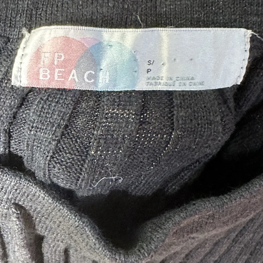 Free People FP Beach Ribbed Midi Sweater Skirt Cotton Linen Black Veda Small - Image 5