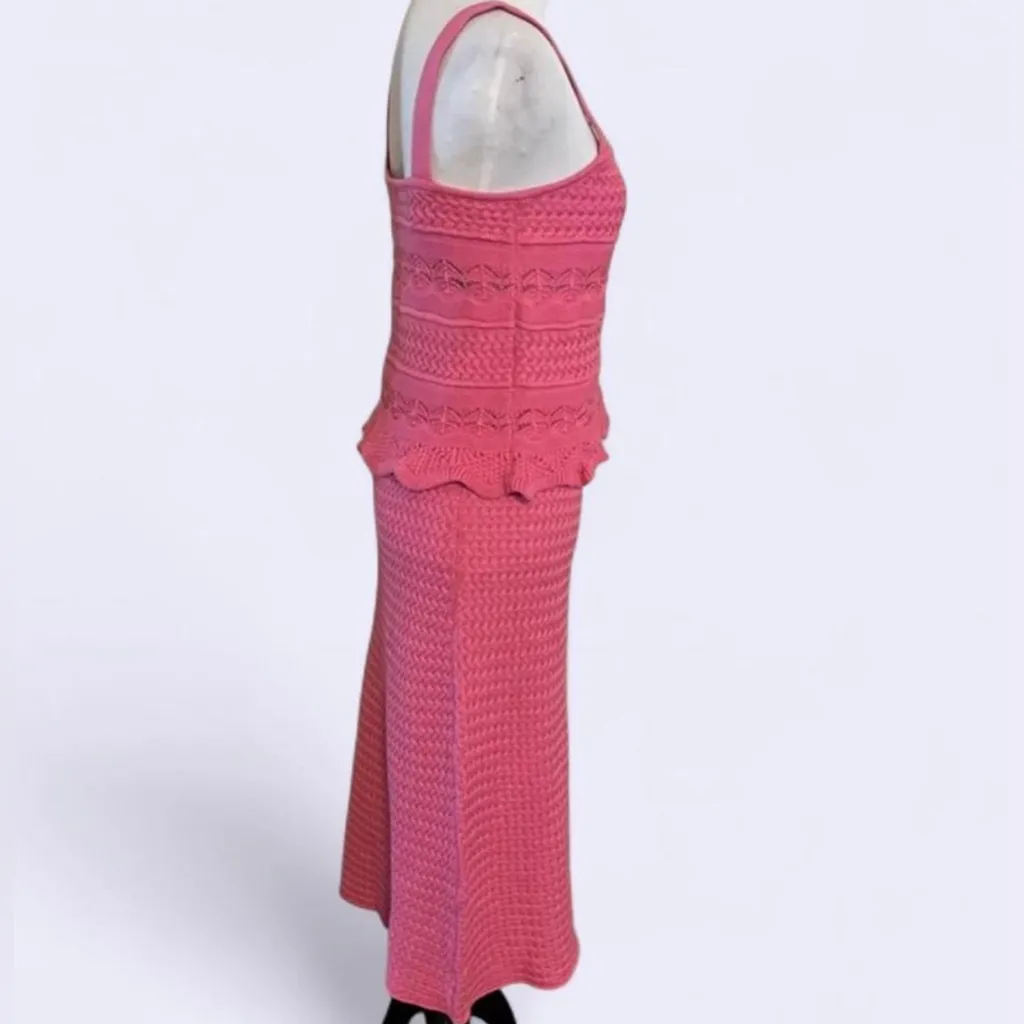 Lucy Paris Square Neck Sleeveless Crochet Sweater Tank With Matching Skirt Set - Image 3