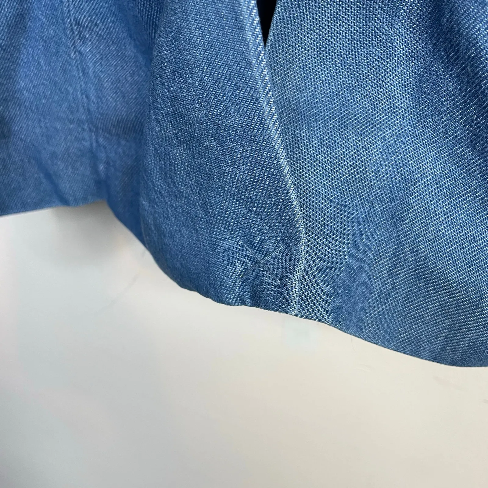 Sundance Catalog Oaklee Blue Denim Lyocell Double Breasted Blazer Jacket XL New - Image 9