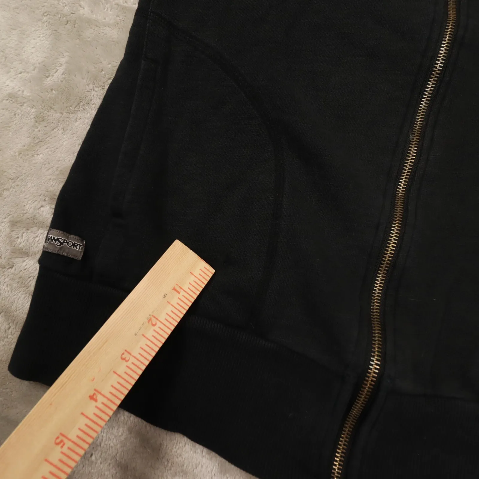 JanSport‎ Vintage Women's Black Sweat Shirt Full Zip Jacket Arcadia size XL - Image 6