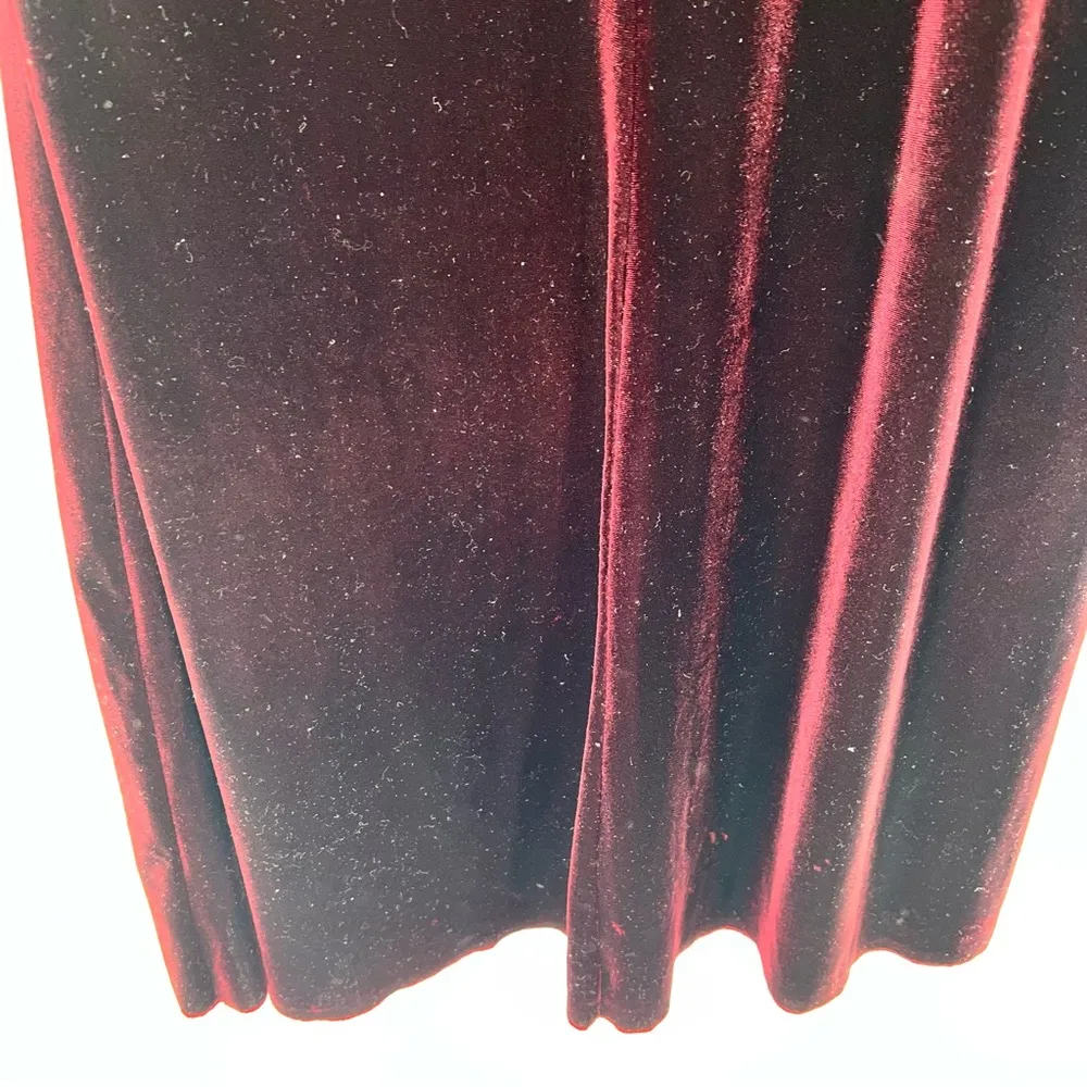 One Heart Elegant Velvet Burgundy Maxi Skirt w/Burgundy Long Satin Wrap - Image 6