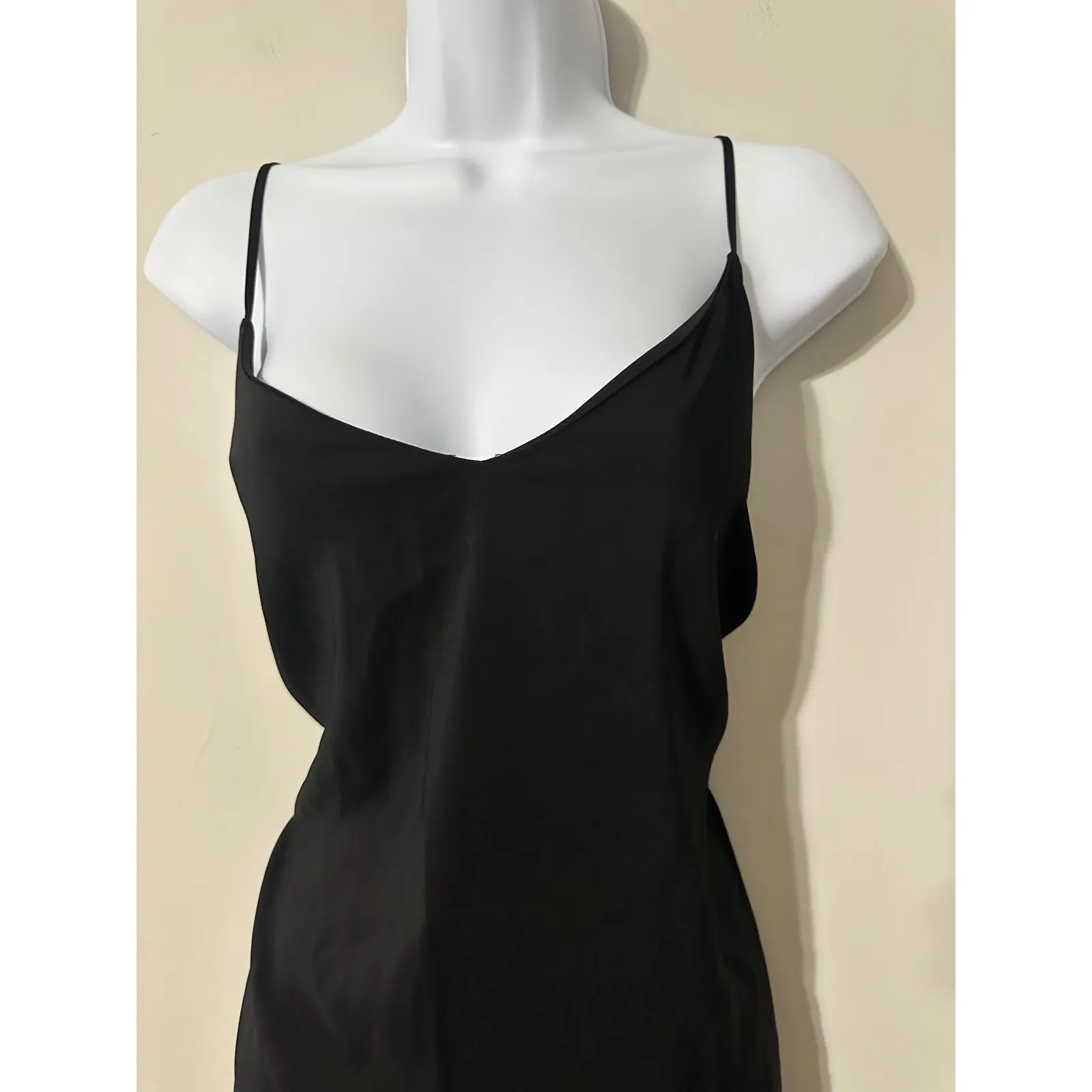 ASOS‎ Black Spaghetti Strap V Neck Midi Slip Dress Women's Size 8 - Image 2