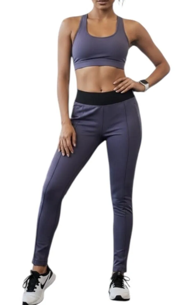 Fabletics Leggings Womens Med Gray Ankle Zip Pockets Yoga Gym Running Training - Image 1