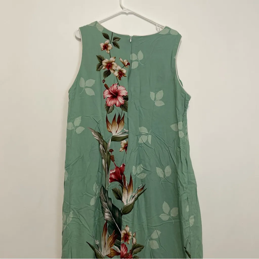 PARADISE BAY Plus Size Floral Bird of Paradise Long Dress Green Hawaiian Maxi - Image 12