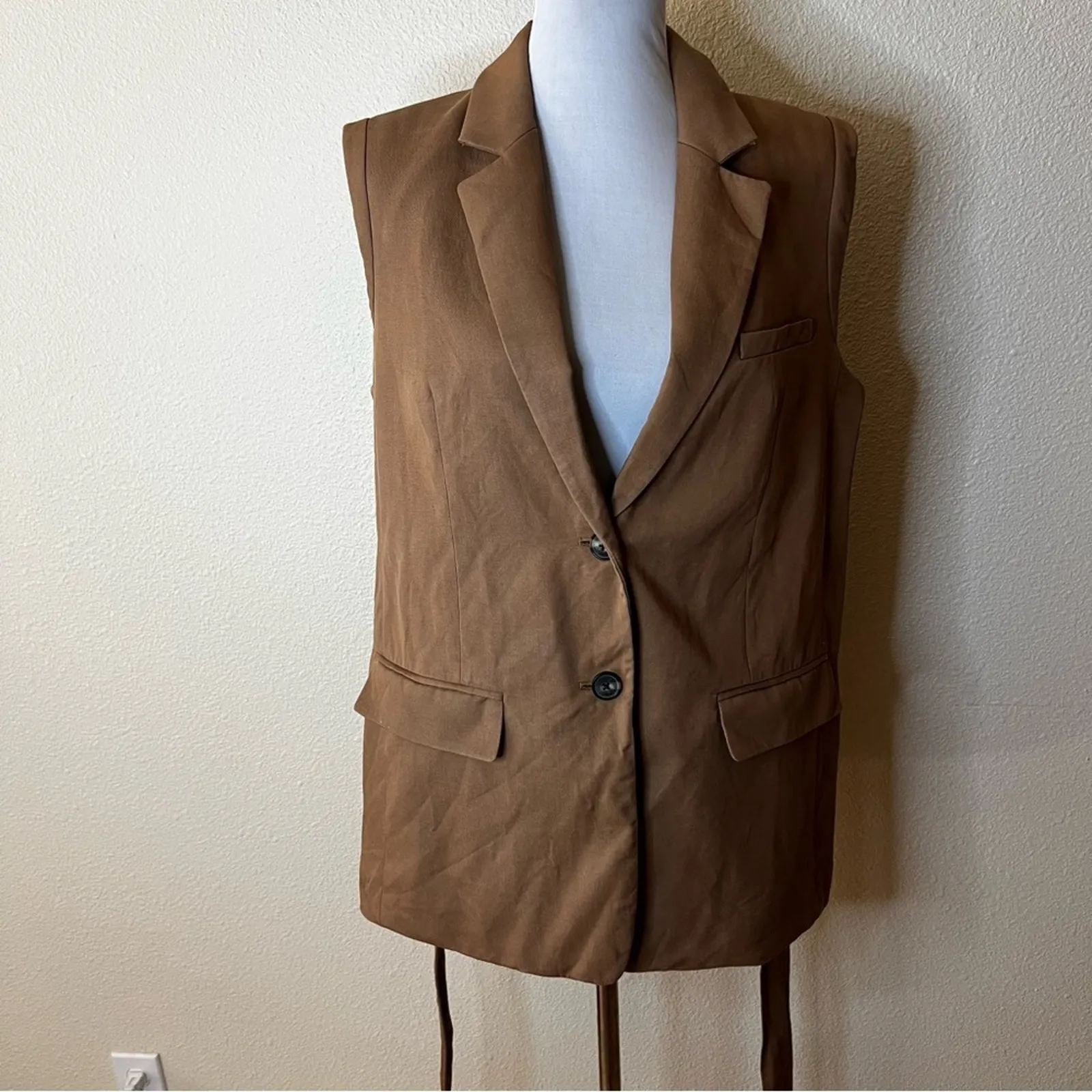 Everlane The Tencel khaki sleeveless blazer vest 10 - Image 7