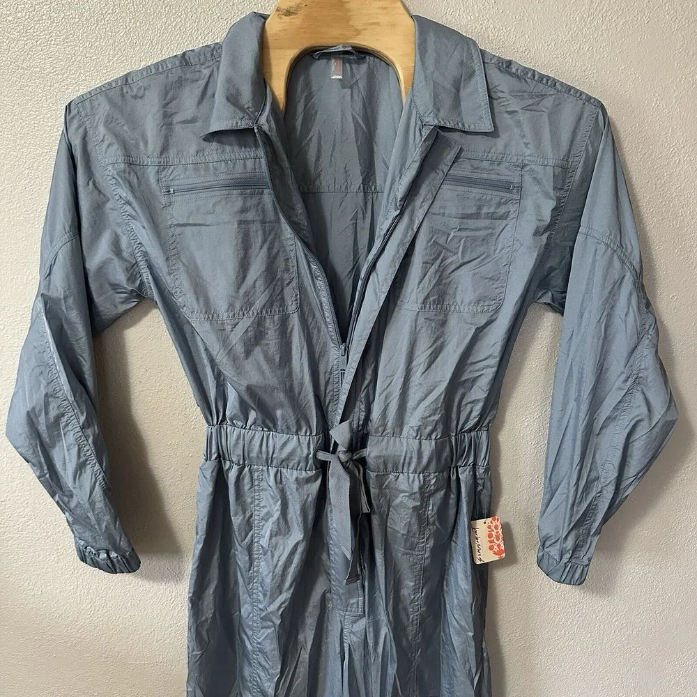 Free‎ People Movement Golden Hour Jumpsuit Size Medium Blue Long Sleeve NWT - Image 2
