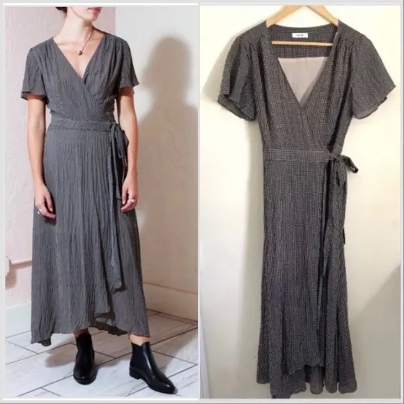 MOD REF Gingham Wrap Midi Dress size S - Image 2