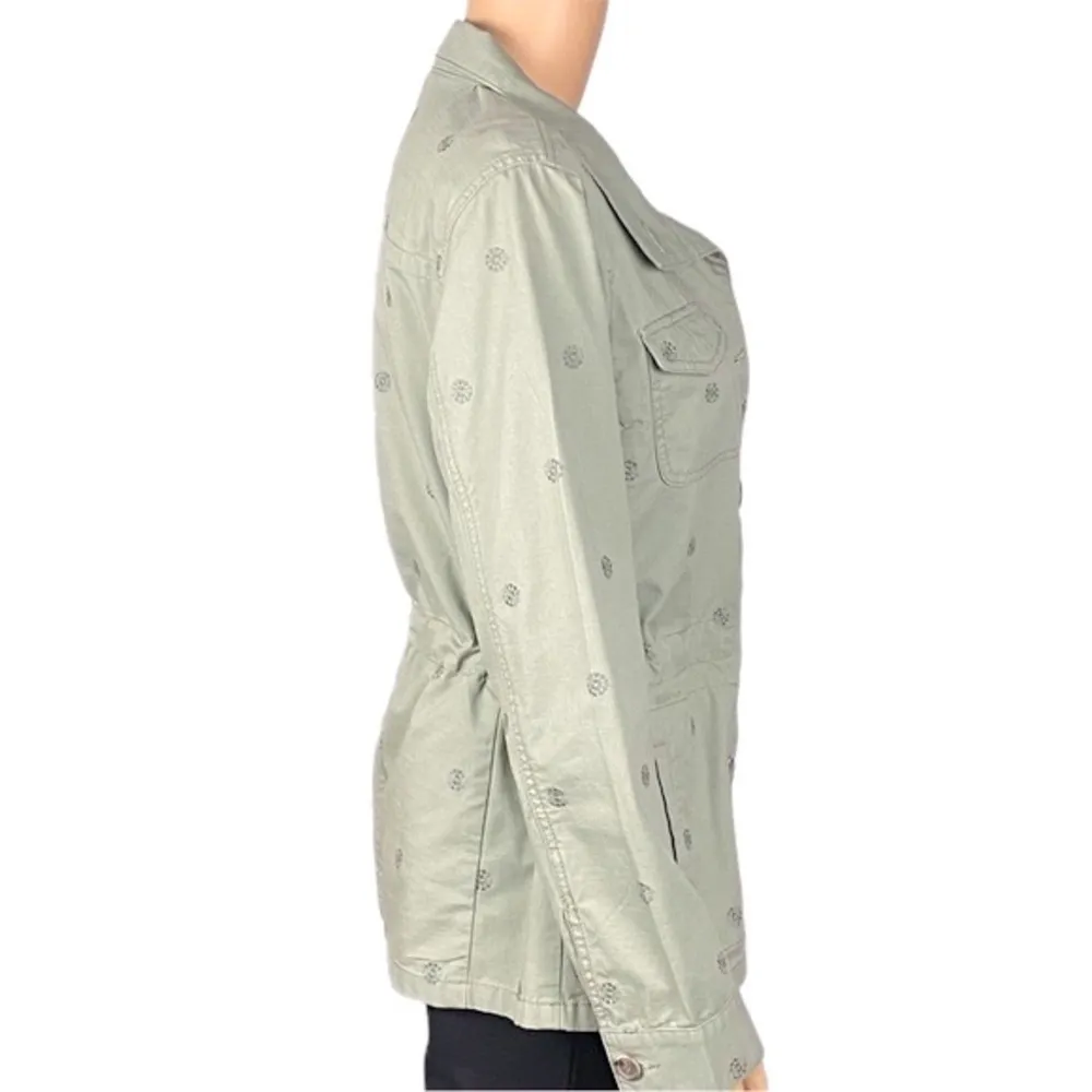 TALBOTS sage green 100% Cotton jacket with tie waist & POCKETS. SMALL. EUC - Image 5