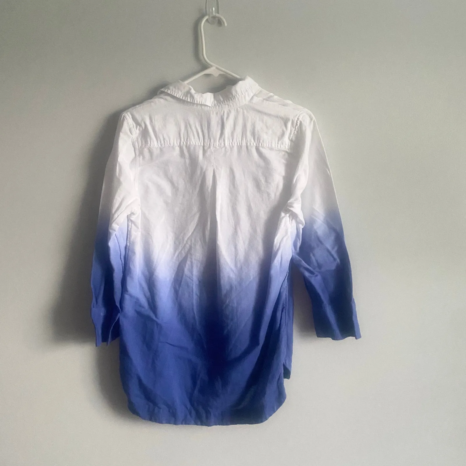 Vineyard Vines‎ Linen Cotton Ombré Blue Collared Tunic Top Blouse Size X-Small - Image 4