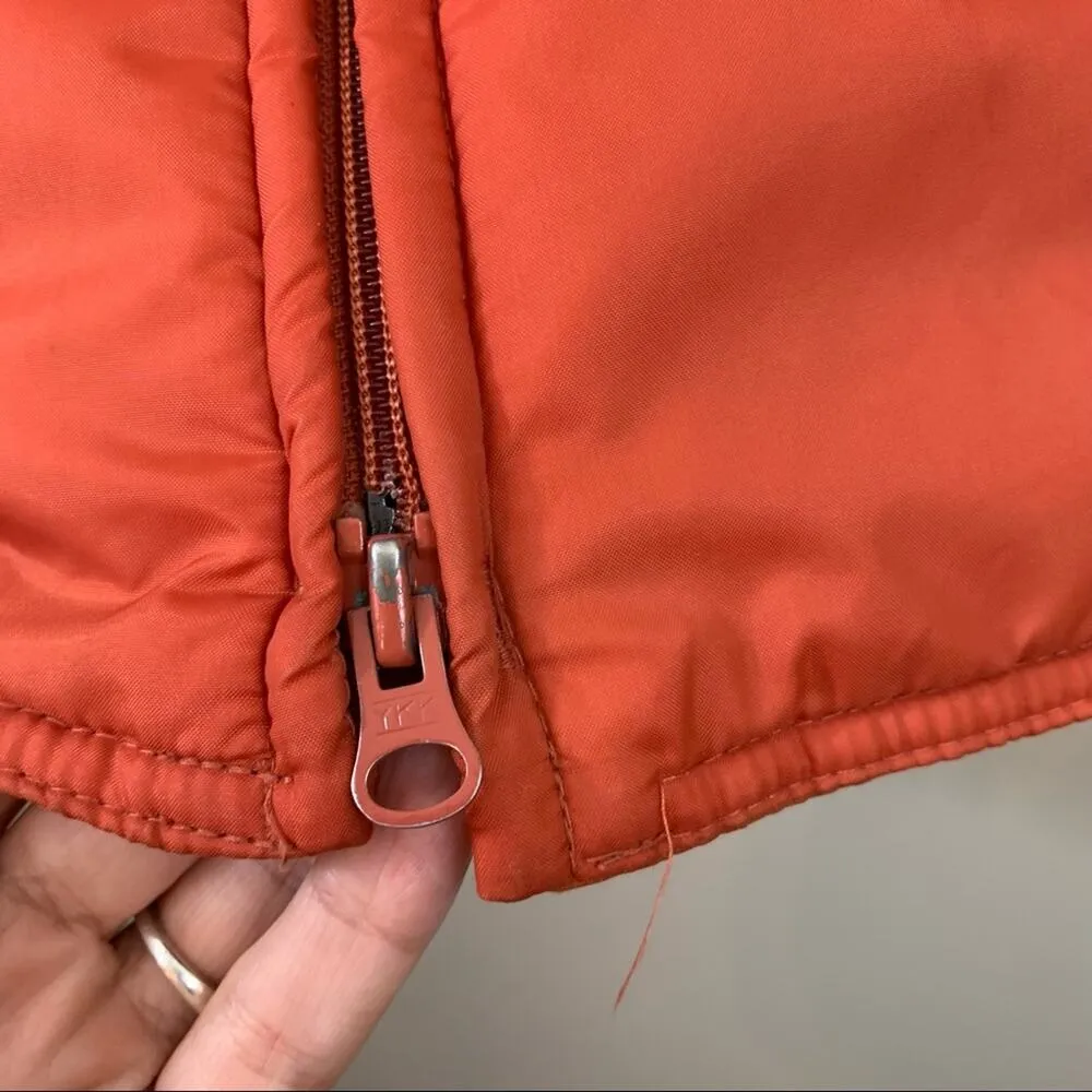 Vintage Burnt Orange Fur Hooded Ski Jacket Size M - Image 9