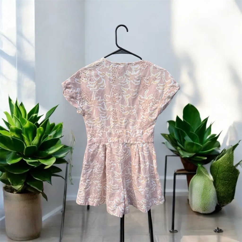 Zara Kinen Blend Embroidered Eyelet Romper Small - Image 4