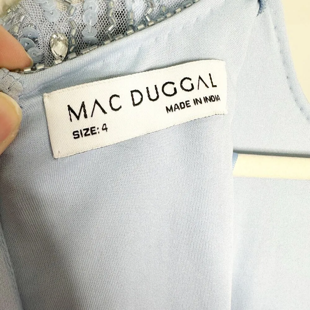 Mac Duggal 9181 Powder Blue Chiffon Gown w/ Fully Beaded 3/4 Sleeve Top 4 $598 - Image 9