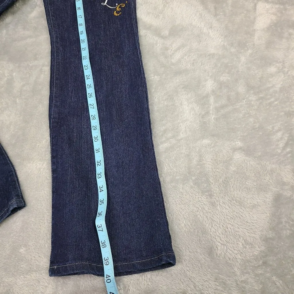 Southpole Jeans Womens 11 Blue Denim Embroidered Low Rise Bootcut Dark Wash - Image 9