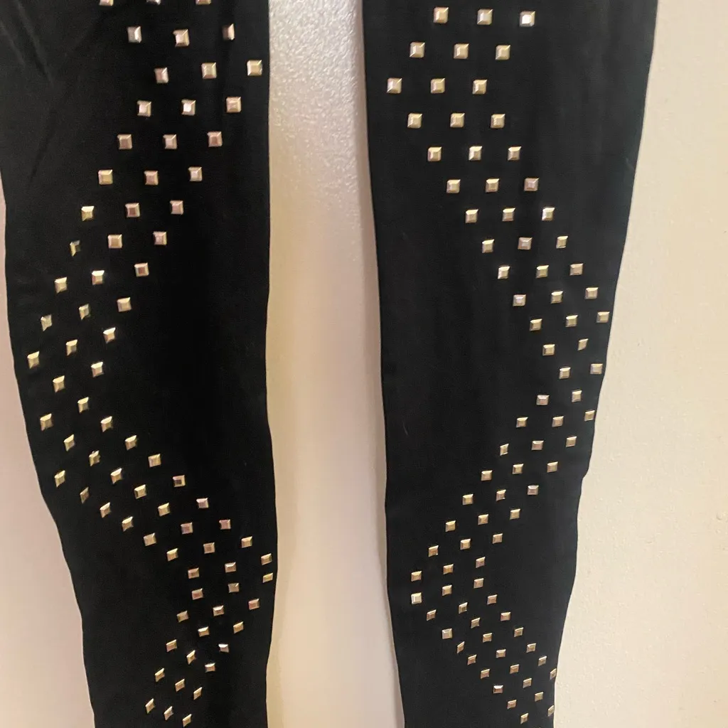 Urban Groove Womens Black Silver Studded Dance Leggings S Small Waist 26” - Image 4