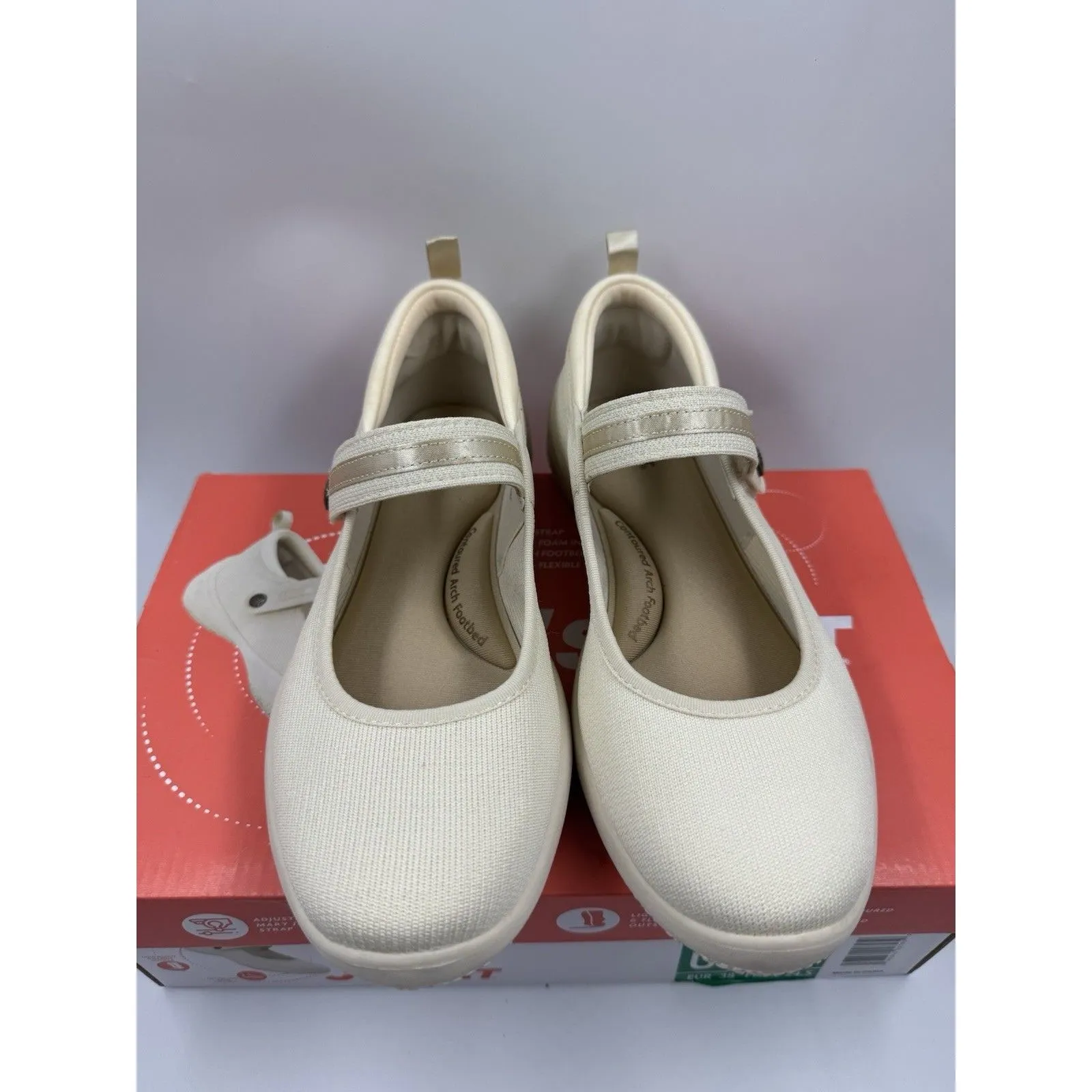 Jsport Womens Shoes Beige Mary Jane Memory Foam Contoured Arch Lightweight 7.5 - Image 3