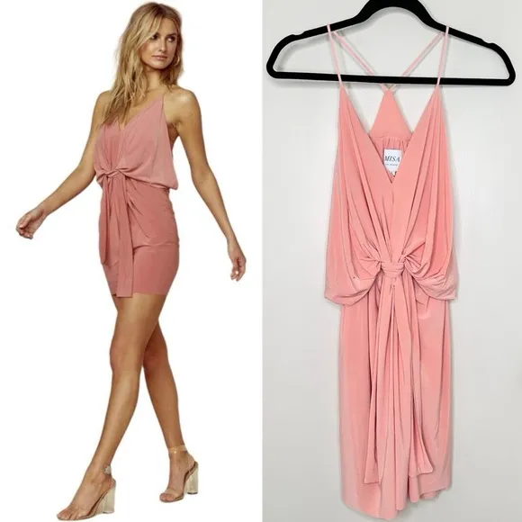 NWT MISA Los Angeles Domino Mini Dress in Peach Pink - Image 2