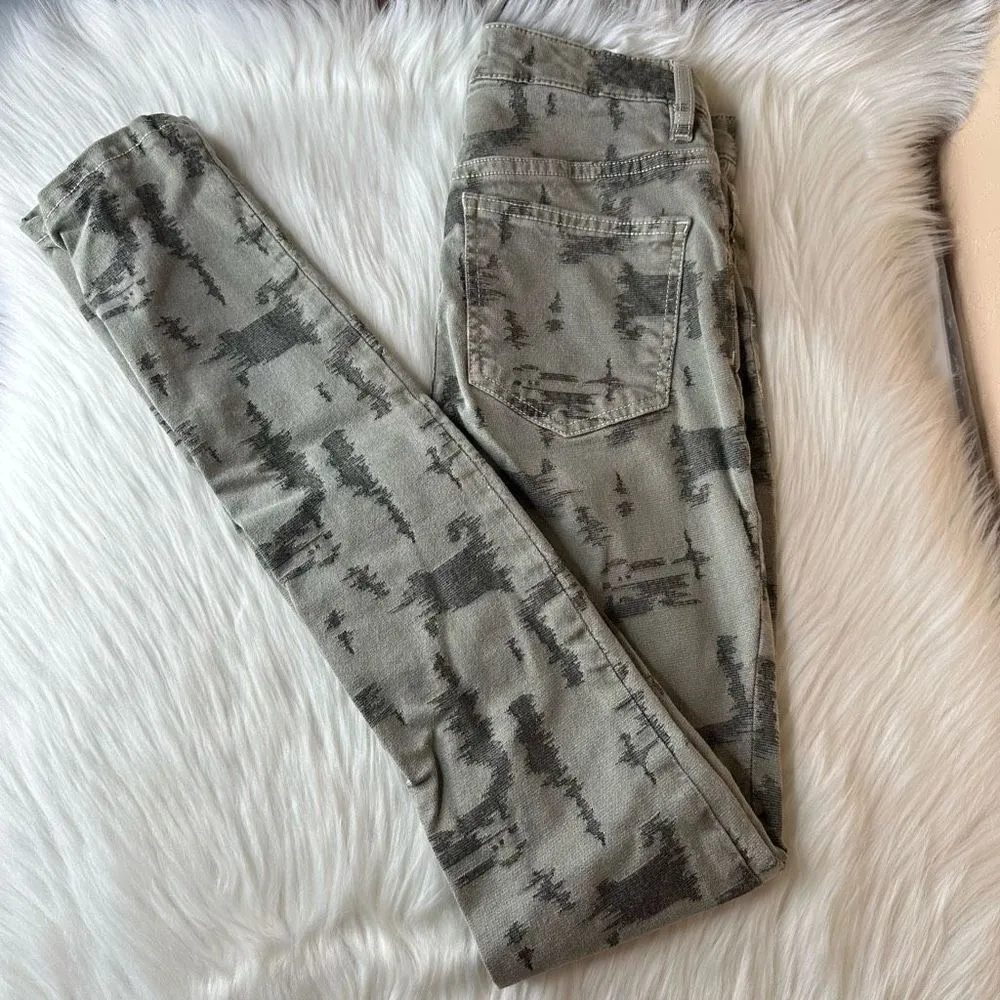 Free People Green & Khaki High Rise Skinny Long and Lean Jeans Size 26 - Image 2