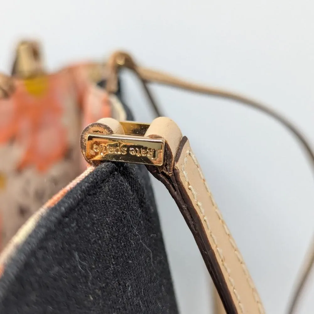 Kate Spade Linen Canvas Tote Bag with Monogram Black and Tan - Image 13