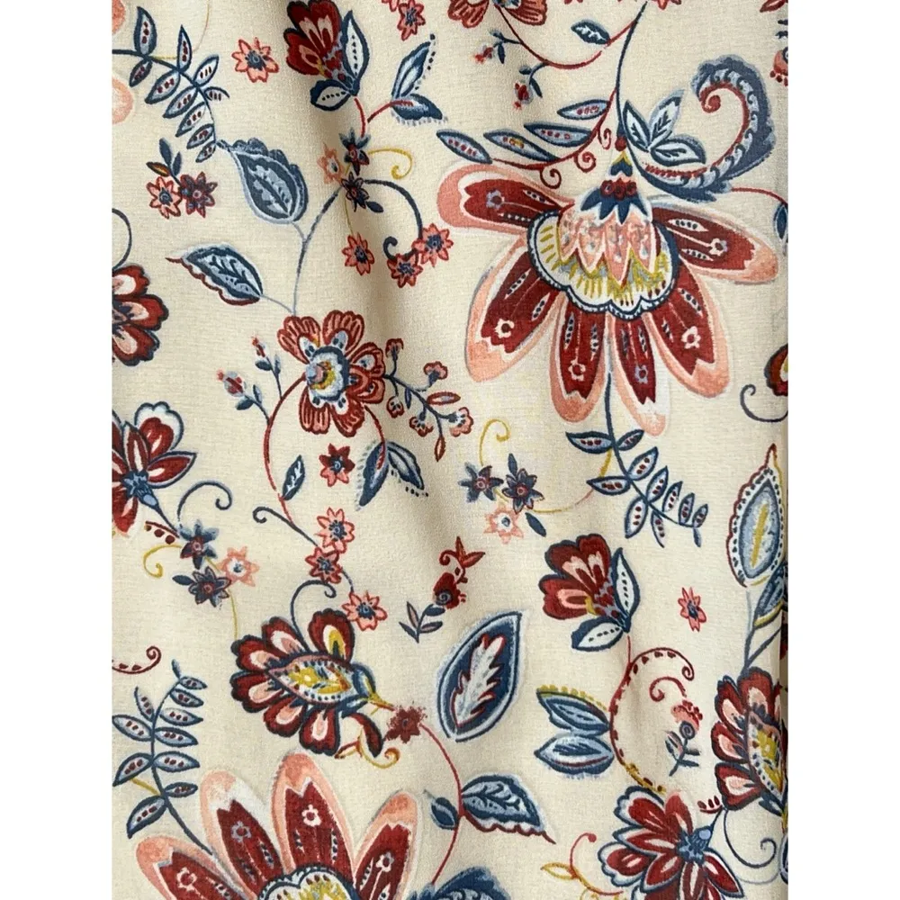 Darah Dahl Cream/Red/Blue Paisley Floral Boho Mini Dress Sz M Women Size M - Image 4
