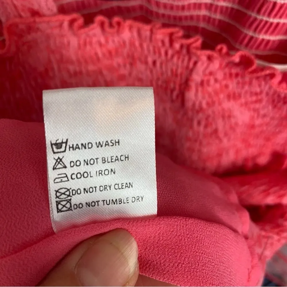 VICI Sonja Pink Smocked FlorL Mini Dress Size Medium - Image 7