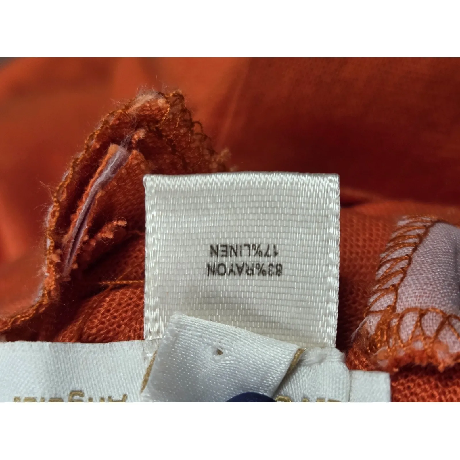 Monteau Los Angeles Linen Blend Orange Flowy Pants Small - 26" Waist, 28" Inseam - Image 3