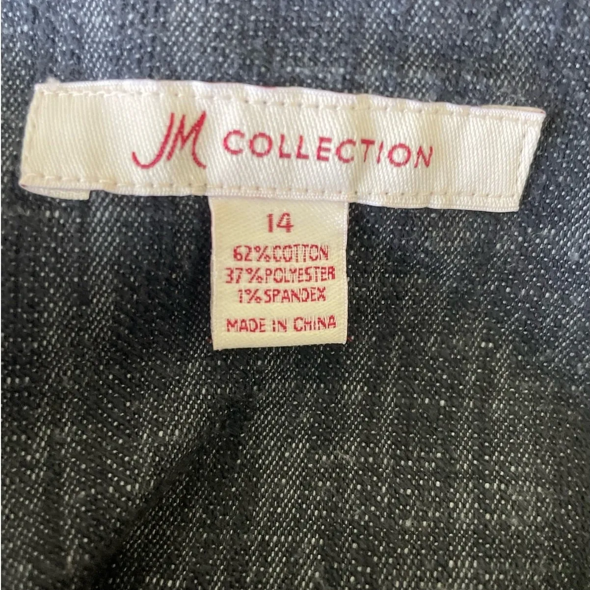 JM Collection Women Jacket 14 Blue Chambray Beaded Trim Zip Front Denim Artwear‎ - Image 9