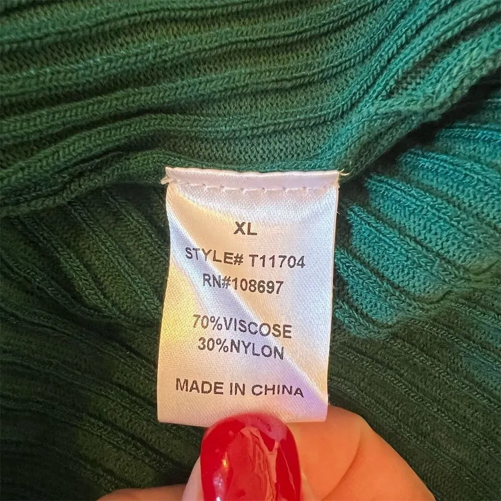 Alice Blue Women's XL Green Ribbed Collared Button-Up Cardigan Sweater - Image 7