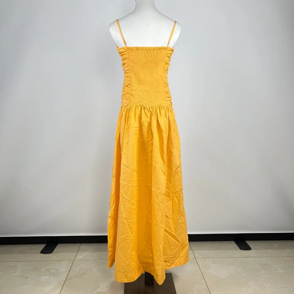 NWT Farm Rio Gathered Drop Waist Maxi Dress Size S Orange Cotton - Image 7