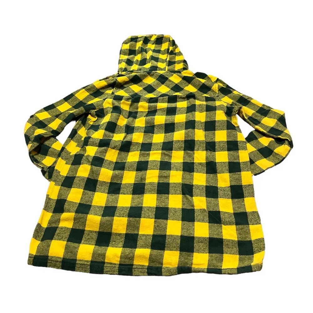 Yellow and Green Passport Hooded Flannel Long Sleeve Shirt - Image 2