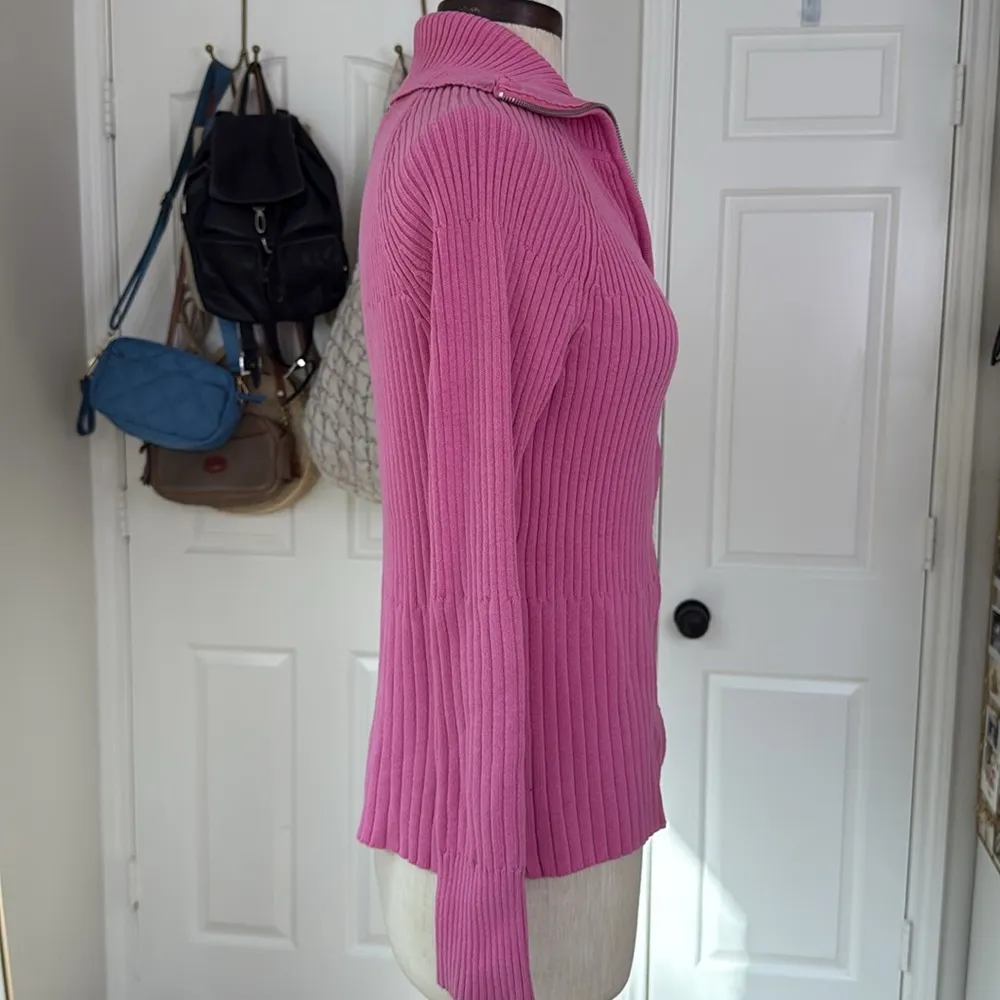 Y2k cotton rubbed zip up cardigan Pink Size L - Image 9