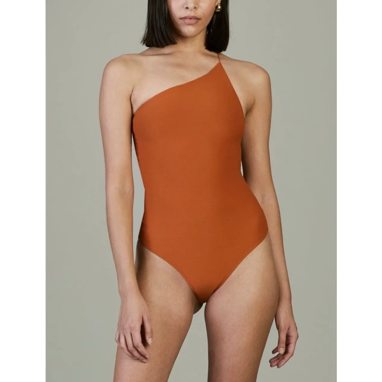 Alix NYC Revolve Ivy Rust Colored Flattering Contour Thin‎ One Strap Bodysuit S Orange - Image 3