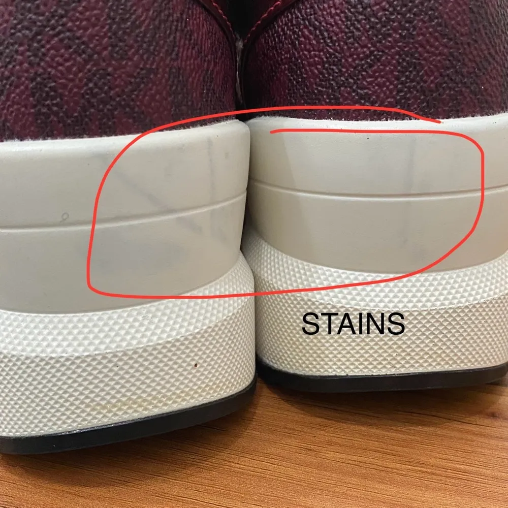 MICHAEL Michael Kors Georgie Trainer Wedge Sneakers Glitter Black/Red Size 7.5M - Image 13