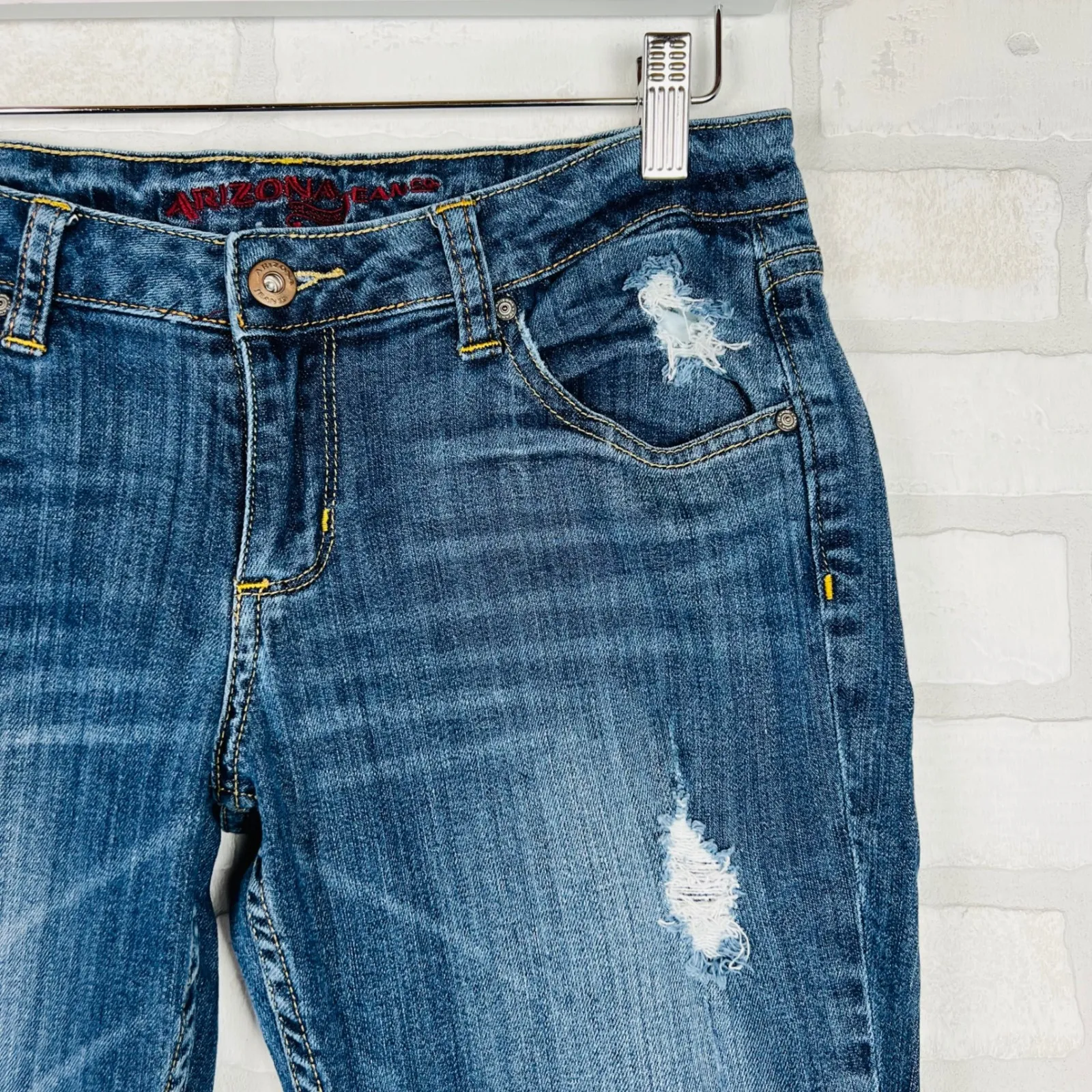 Arizona Jeans Womens Size 7‎ Distressed Ripped Skinny Blue Denim Jeans - Image 13