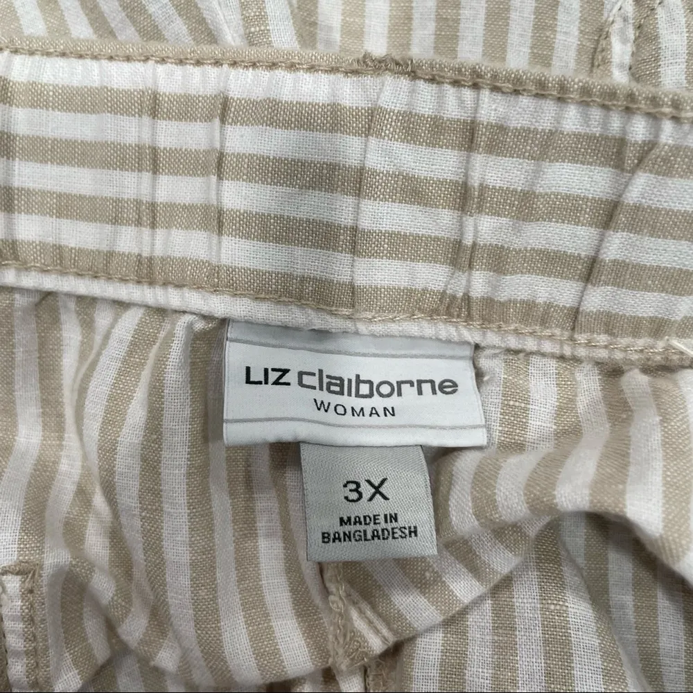 Liz Claiborne Linen Blend Pinstripe Crop Pants Sz 3X Belted Tie Waist - Image 8