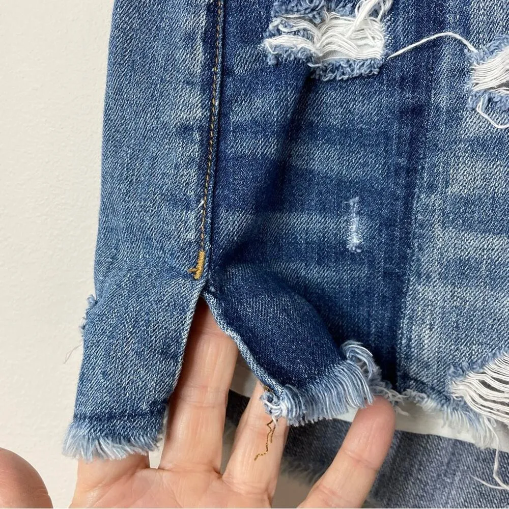 Two Tone vintage Hi Rise Ripped Festival Cutoffs Jean shorts 8 - Image 3