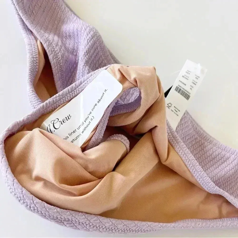 J Crew Textured curved waist High Leg Cut cheeky bikini bottom Size XL NWT - Image 5