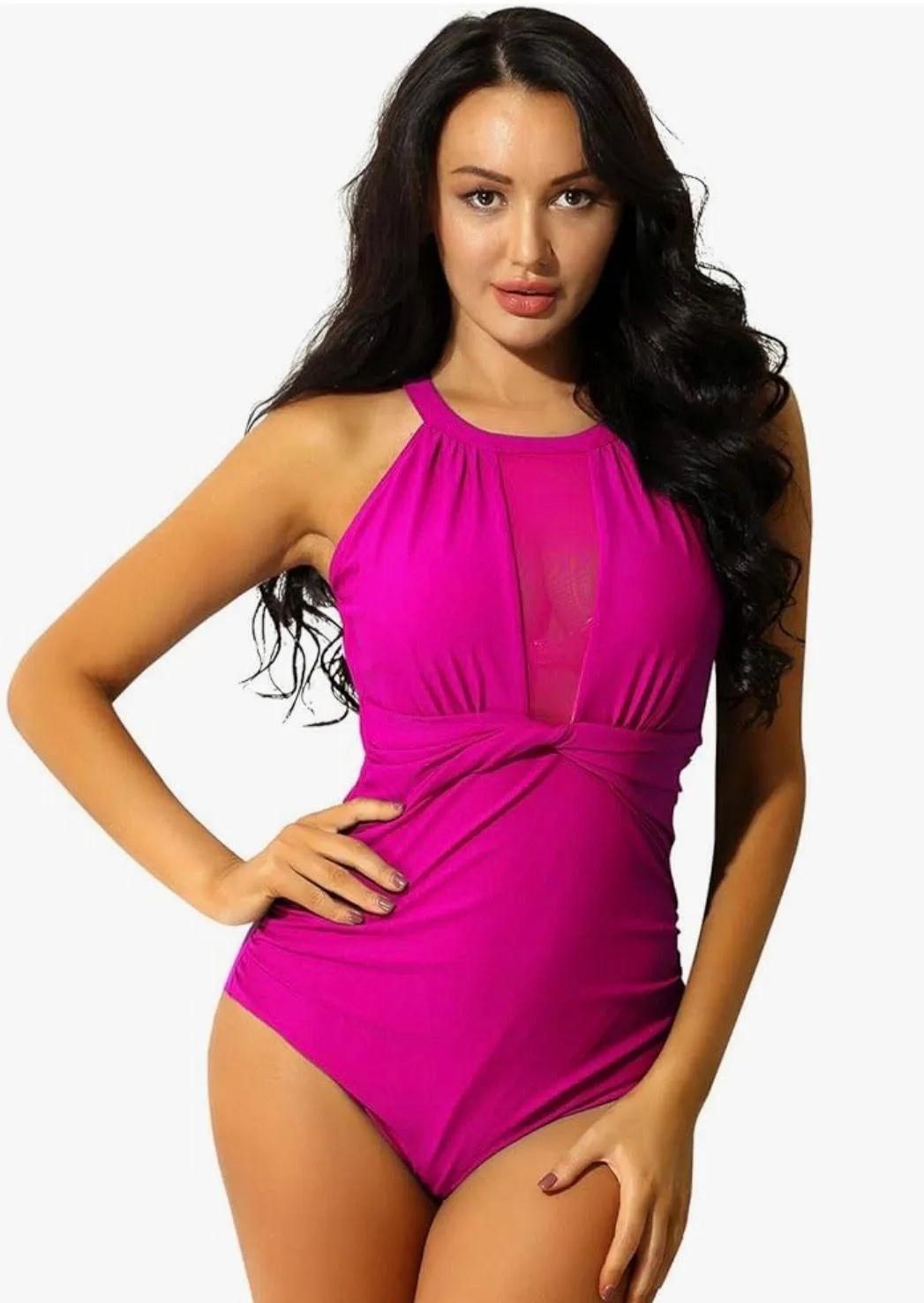 Women's One Piece High Neck Swimsuits Tummy Control Monokini.. - Image 2