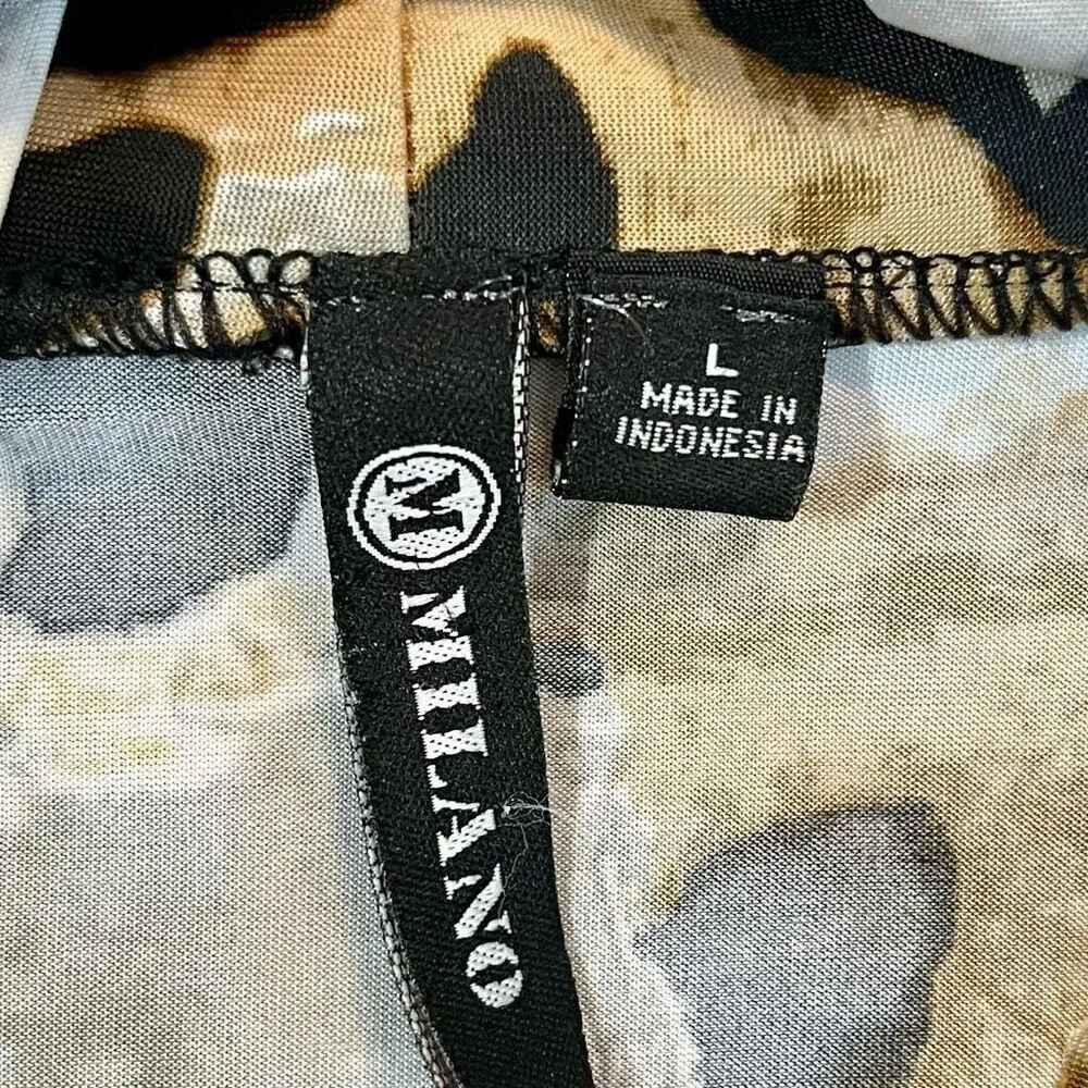 Milano Animal Print Ruffle Collar Tank Top Large Black - Image 7