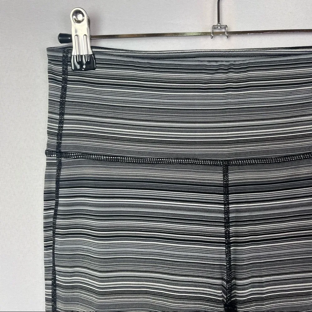 Athleta Chaturanga Black & Gray Stripe Athletic Leggings M - Image 4