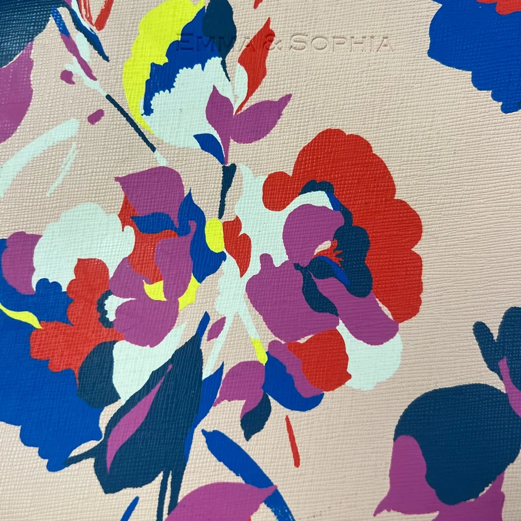 EMMA & SOPHIA Orange & Pink Floral ‎ Crossbody Leather Purse Colorful Bag - Image 3