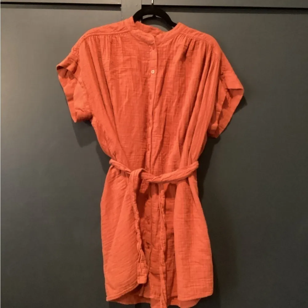 ARITZIA WILFRED free Tahoe copper red  organic cotton gauze Tie Mini dress S - Image 2