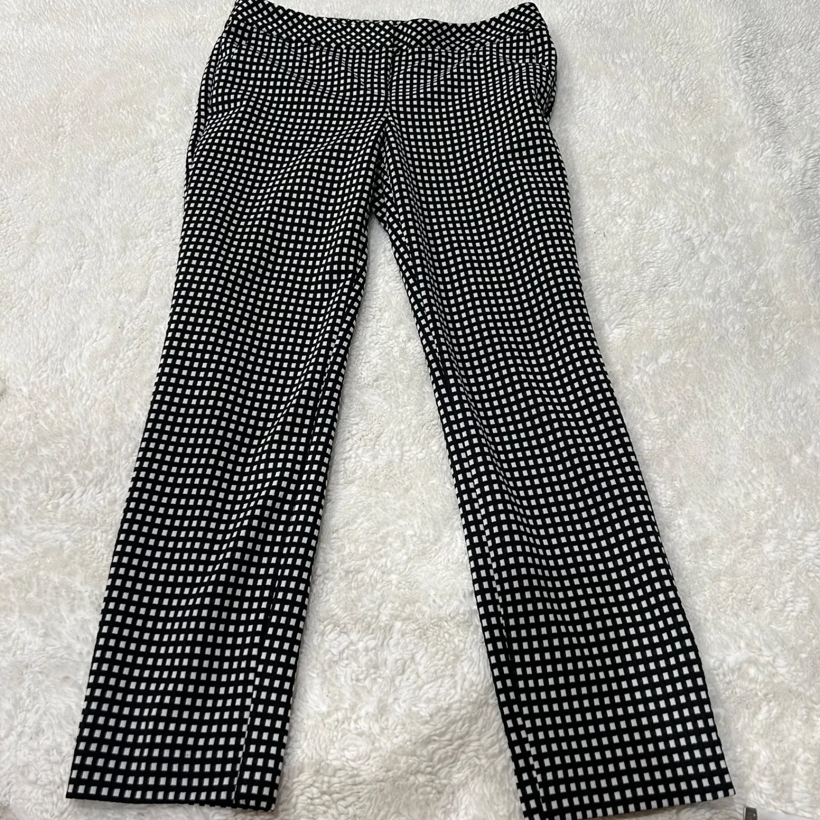 Express Womens Columnist Checkered Pants Black White Sz 6 Business Office Attire - Image 2
