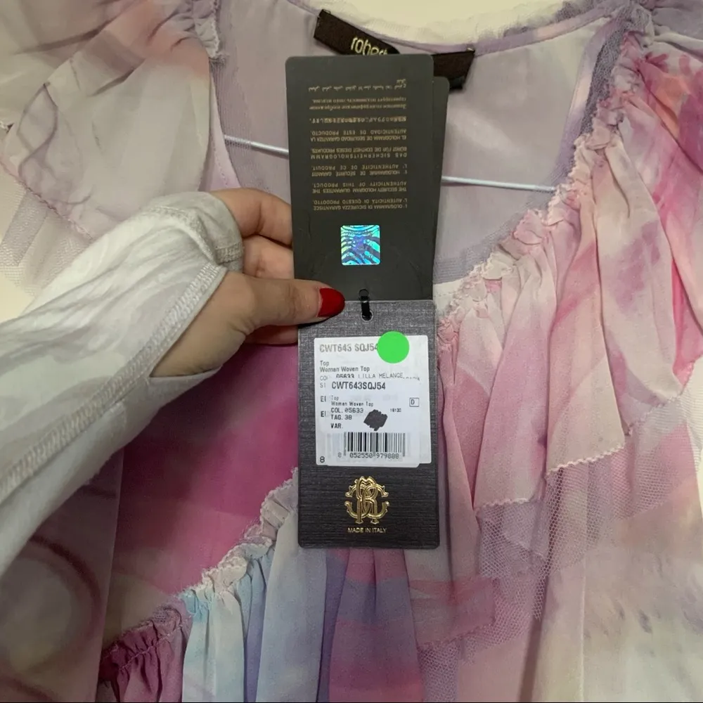 Roberto Cavalli 🆕  | Watercolor Silk Blouse Pink - Image 4