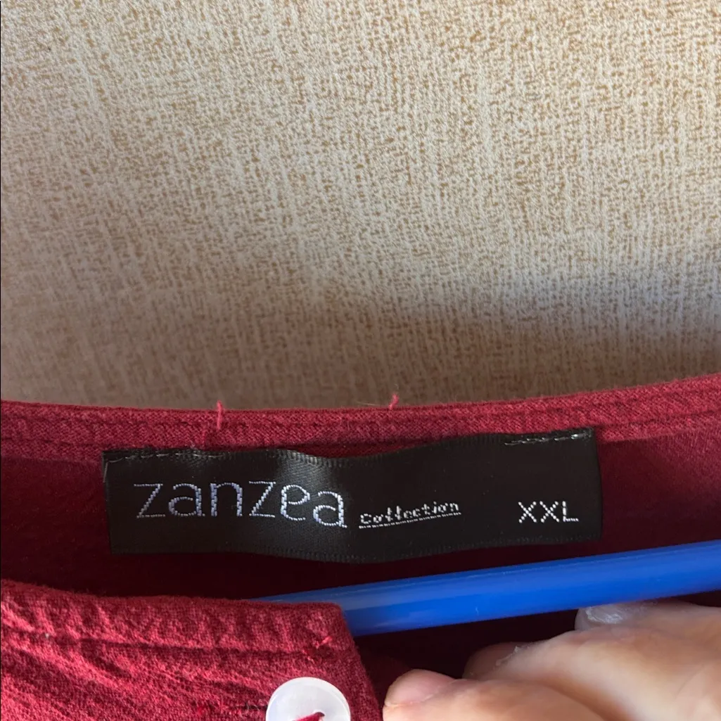Zanzea Burgundy Button-Up Blouse xxl - Image 3