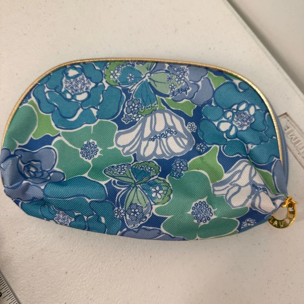 Lilly Pulitzer for Estee Lauder Blue Floral Makeup Pouch Bag - Image 3