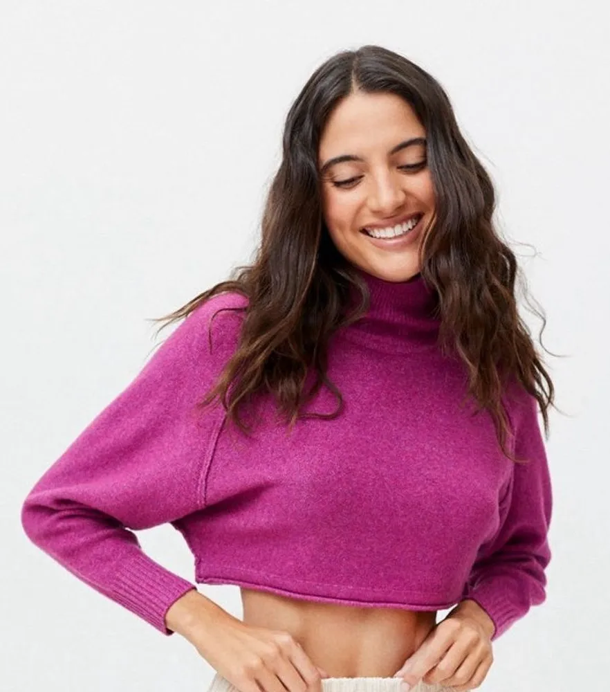 NWT Arizona Jeans Company Women's 2XL Pink Cropped Turtleneck Sweater Pullover Size 2X - Image 1