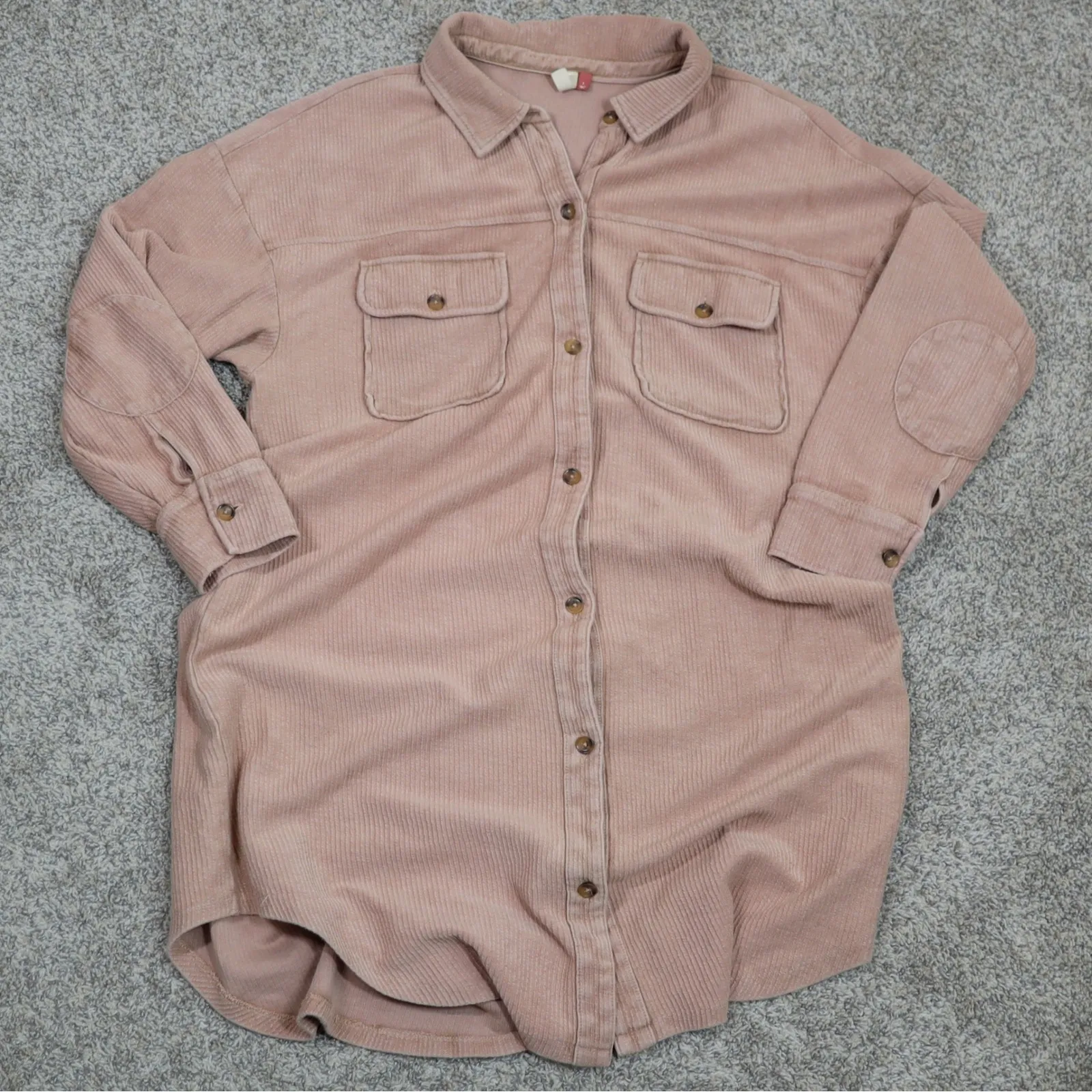 Pilcro Corduroy Shacket Duster Oversized Button Up Long Sleeve Mauve Size L - Image 8