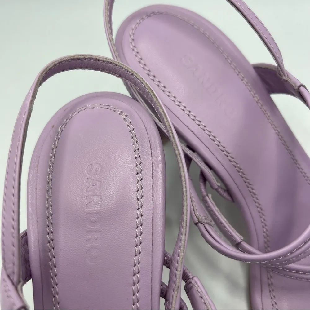 SANDRO Leather Slingback Sandals 70 Faye Size 37 EU in Purple Lavender - Image 8