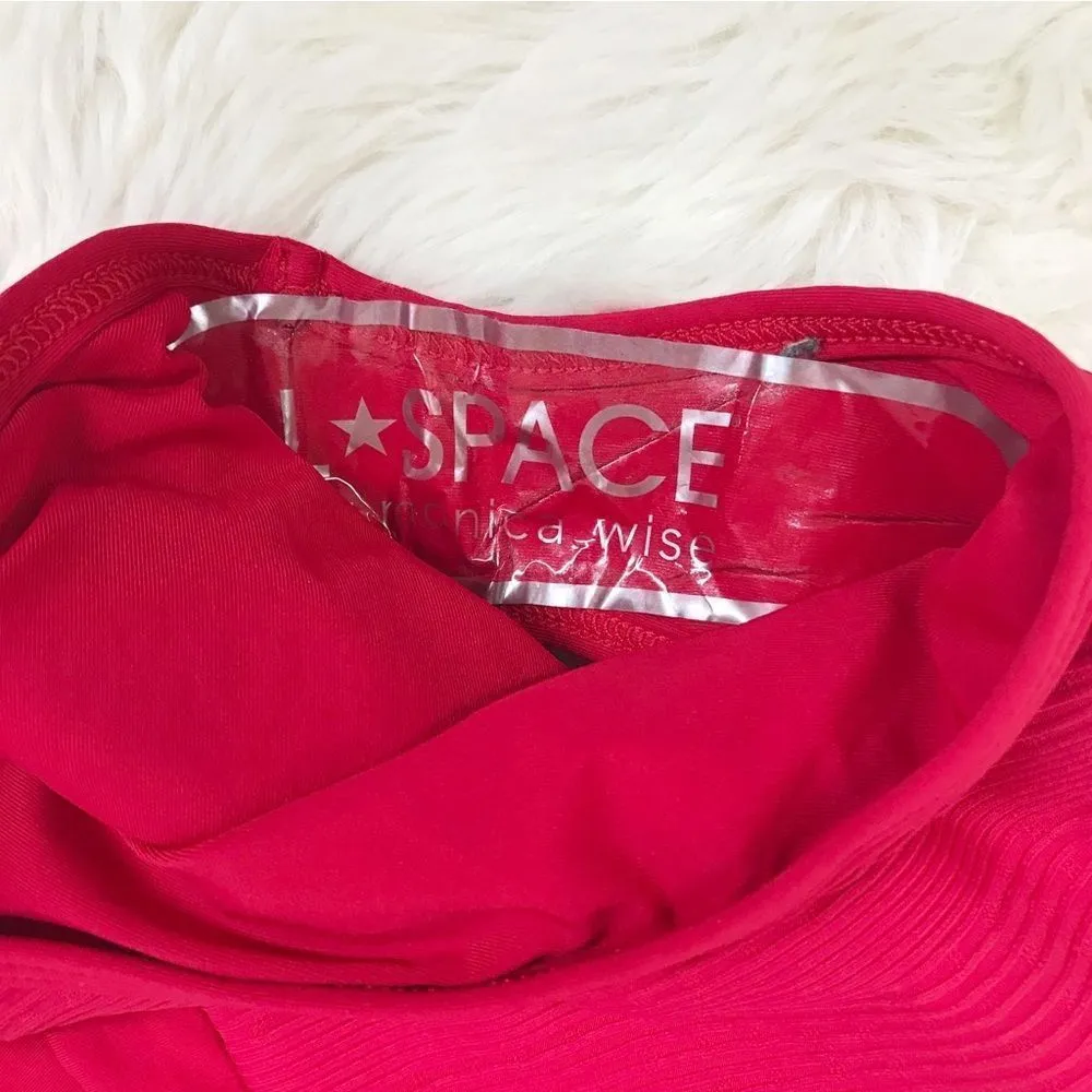 New L*SPACE Frenchi Bottom Bitsy Cut High Waist Bikini‎ Pointelle Rib Red Large - Image 9